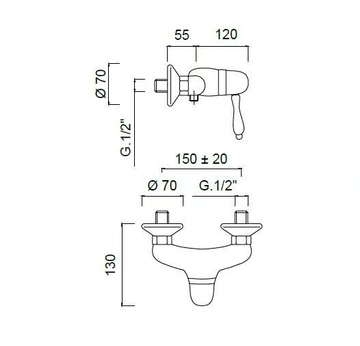 PRAGAMIX - PRAGAMIX CRYSTAL - F7524 - Single handle shower tap by Rubinetteria Giulini - view 3